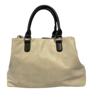 Coco + Carmen Women’s Light Gray with Black Accents Pebbled Leather Handbag
